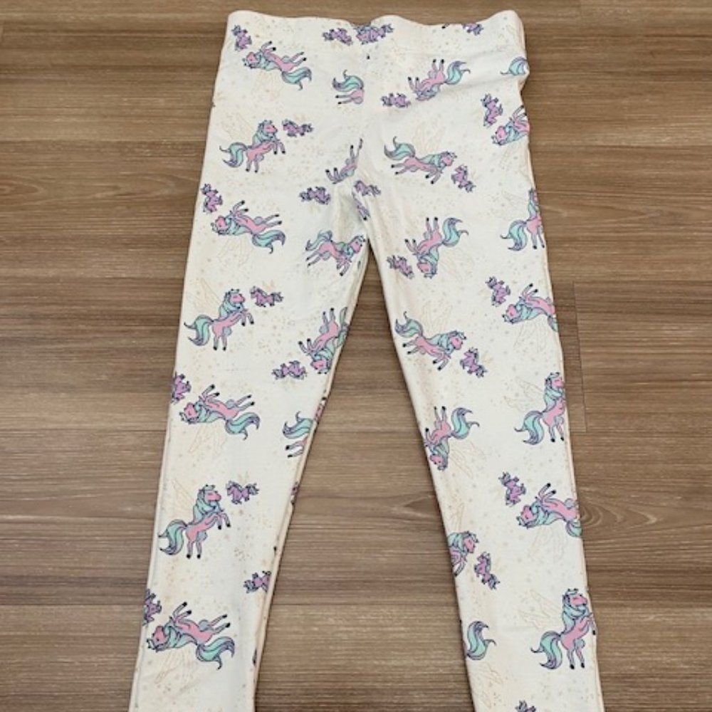 CYNTHIA ROWLEY GIRLS DECORATIVE UNICORN GLITTER PULL ON ELASTIC LEGGINGS